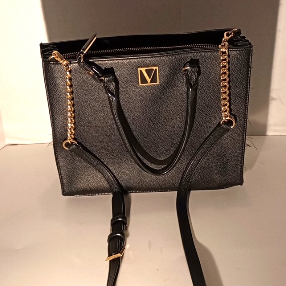 Vintage Victoria Secret Women's Black Canvas Crossbody, Handbag, Satchel bag.